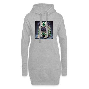 Chemise exclusive au design carlin - Sweat-shirt à capuche long Femme - gris chiné - Devant
