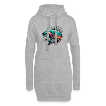 Lachs - Hoodie-Kleid - Grau meliert - Vorne