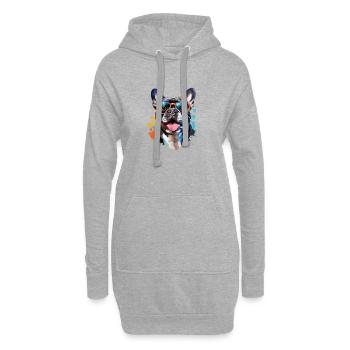 Frenchie avec lunettes de soleil - Sweat-shirt à capuche long Femme - gris chiné - Devant