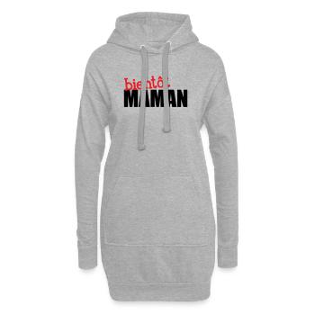 bientôt Maman ! Cadeau de grossesse - Sweat-shirt à capuche long Femme - gris chiné - Devant