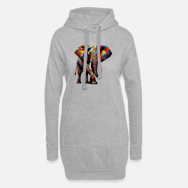 Elefant - Hoodie-Kleid - Grau meliert
