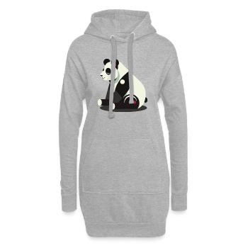 Geometrischer Panda – Minimalistisch und niedlich - Hoodie-Kleid - Grau meliert - Vorne