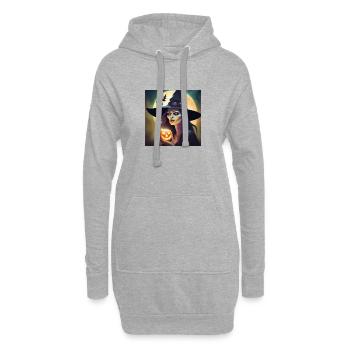 halloween, sorcière, citrouille - Sweat-shirt à capuche long Femme - gris chiné - Devant