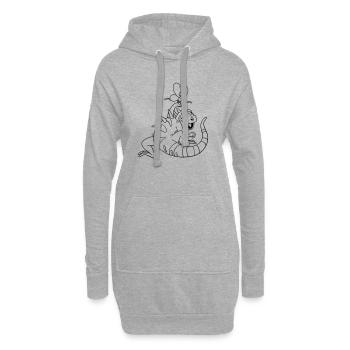 Iguana Kawaii coloring page hand-illustrated - Hoodie Dress - heather grey - Front
