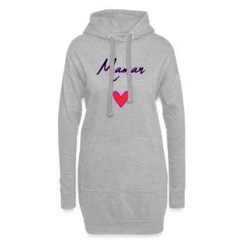 BONNE FÊTE. COEUR. BONNE FÊTE MAMAN. MAMAN - Sweat-shirt à capuche long Femme - gris chiné - Devant