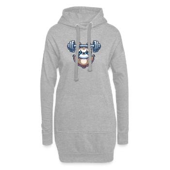 Haltère paresseux Entraînement de traction drôle - Sweat-shirt à capuche long Femme - gris chiné - Devant