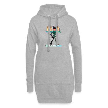 Apres-Ski Skifahrerin - BIER - Hoodie-Kleid - Grau meliert - Vorne