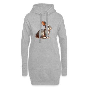 Lapin - Sweat-shirt à capuche long Femme - gris chiné - Devant