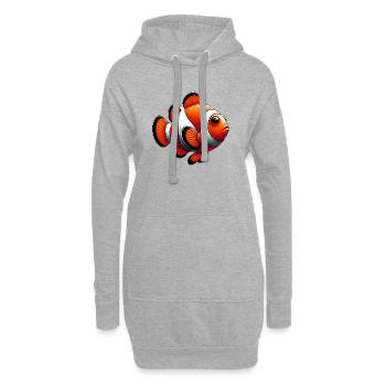 Poisson-clown - Sweat-shirt à capuche long Femme - gris chiné - Devant