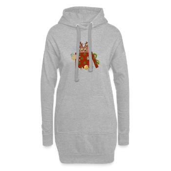 Katze in Weihnachtsgeschenk - Hoodie-Kleid - Grau meliert - Vorne