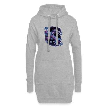 Kolkrabe mit Efeu, Kreuze, ranken - Hoodie-Kleid - Grau meliert - Vorne
