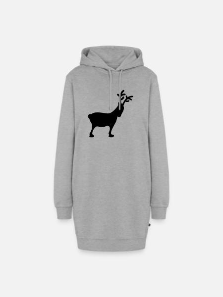 Rentier Xmas5 - Hoodie-Kleid - Grau meliert