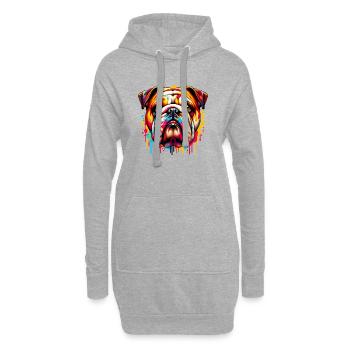 Englische Bulldogge Hund - Hoodie-Kleid - Grau meliert - Vorne