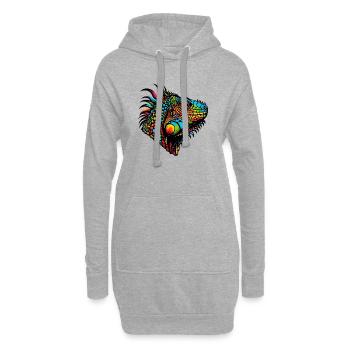 Iguane - Sweat-shirt à capuche long Femme - gris chiné - Devant