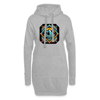 Geometrische Bergsonne mit Wellen - Hoodie-Kleid - Grau meliert - Vorne