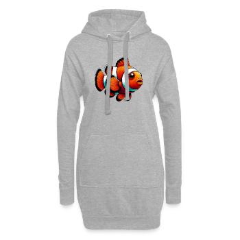 Poisson-clown - Sweat-shirt à capuche long Femme - gris chiné - Devant