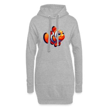 Poisson-clown - Sweat-shirt à capuche long Femme - gris chiné - Devant