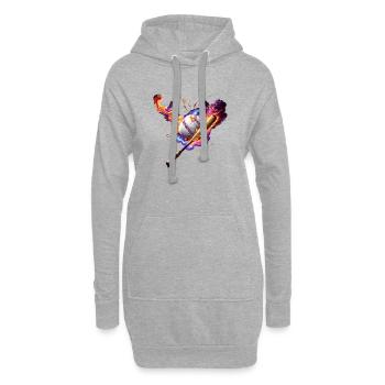 Baseball in Flammen. - Hoodie-Kleid - Grau meliert - Vorne