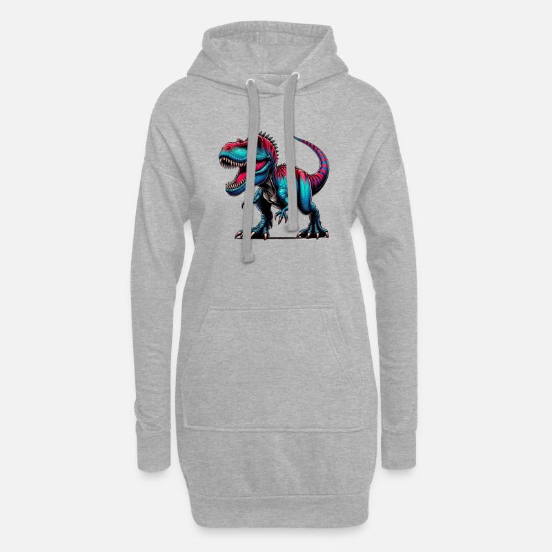Dinosaurier - Hoodie-Kleid - Grau meliert