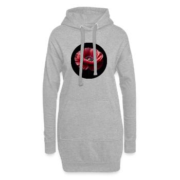 Mohnblume fotorealistisch - Hoodie-Kleid - Grau meliert - Vorne