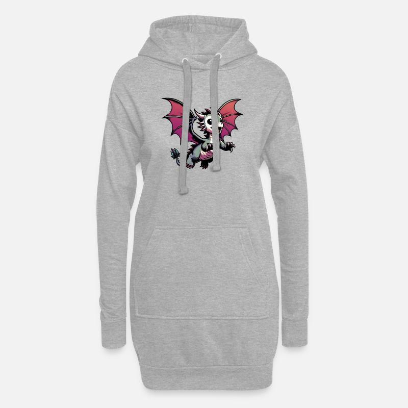 Drache - Hoodie-Kleid - Grau meliert