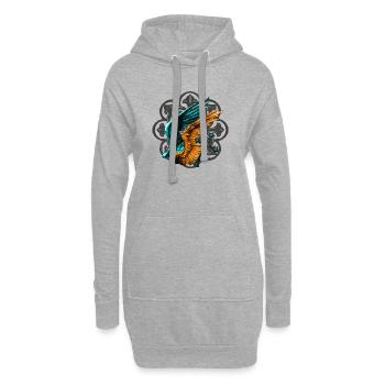 Flügel aus Feuer, Himmel und Kreuz - Hoodie-Kleid - Grau meliert - Vorne