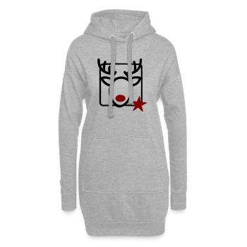 Renne avec étoile et nez rouge - Sweat-shirt à capuche long Femme - gris chiné - Devant