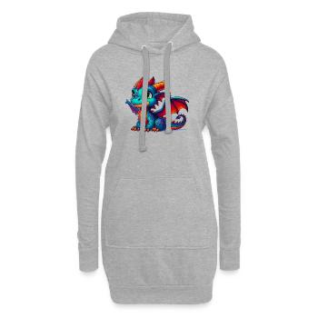 Drache - Hoodie-Kleid - Grau meliert - Vorne