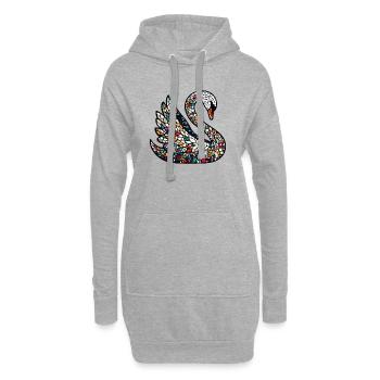 Cygne - Sweat-shirt à capuche long Femme - gris chiné - Devant