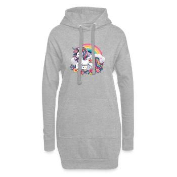 Licorne avec des fleurs et arc-en-ciel - Sweat-shirt à capuche long Femme - gris chiné - Devant
