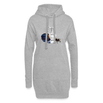 Karaffe mit verwelkter Rosenblüte, taranteln - Hoodie-Kleid - Grau meliert - Vorne