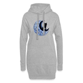 Gothic-Fuchs mit mondsichel, schlafzimmer Deko - Hoodie-Kleid - Grau meliert - Vorne