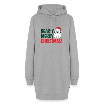 Festliches Bär Weihnachtsdesign - Hoodie-Kleid - Grau meliert - Vorne
