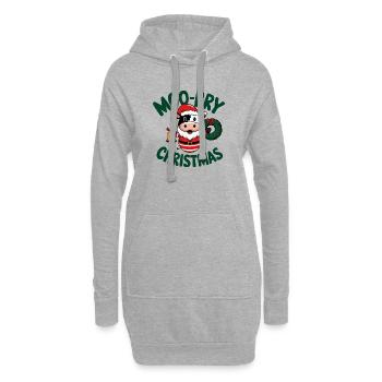 Vache festive Père Noël Design de Noël - Sweat-shirt à capuche long Femme - gris chiné - Devant