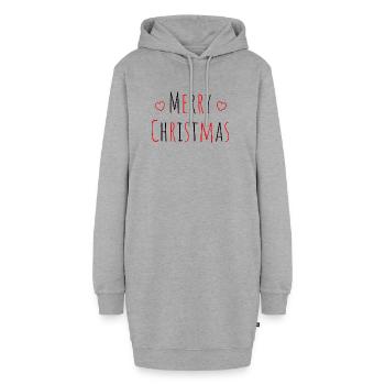 Weihnachten Merry christmas herz rot schwarz - Hoodie-Kleid - Grau meliert - Vorne