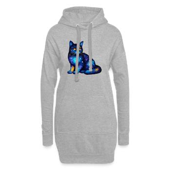 Chat - Sweat-shirt à capuche long Femme - gris chiné - Devant