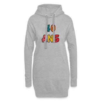 40. 40 ANS. 40e ANNIVERSAIRE. ANNIVERSAIRE 40 ANS. - Sweat-shirt à capuche long Femme - gris chiné - Devant