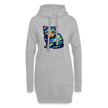 Chat - Sweat-shirt à capuche long Femme - gris chiné - Devant