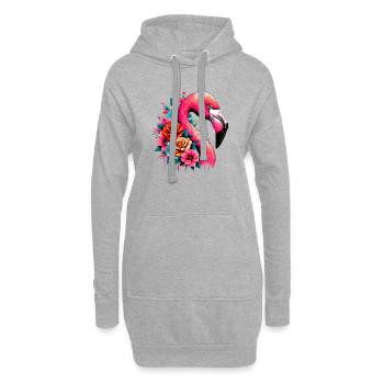 Flamant - Sweat-shirt à capuche long Femme - gris chiné - Devant