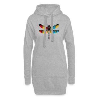 Libellule - Sweat-shirt à capuche long Femme - gris chiné - Devant