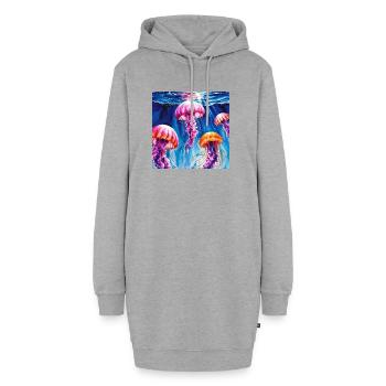 Unterwasser-Meerjungfrauen in leuchtenden Farben - Hoodie-Kleid - Grau meliert - Vorne