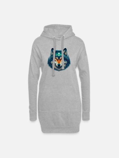 Loup - Sweat-shirt à capuche long Femme - gris chiné