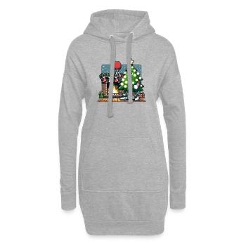 Tischtennis Weihnachtsbaum Kostüm Tannenbaum - Hoodie-Kleid - Grau meliert - Vorne