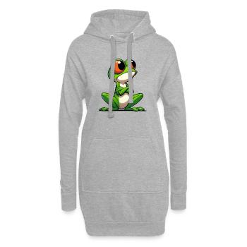 Grenouille - Sweat-shirt à capuche long Femme - gris chiné - Devant