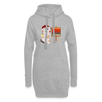 Mignon chat peintre - Sweat-shirt à capuche long Femme - gris chiné - Devant