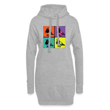 Pigeons colorés - Sweat-shirt à capuche long Femme - gris chiné - Devant