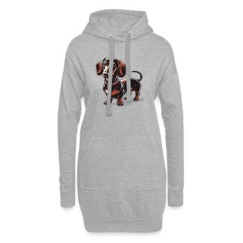 Teckel - Sweat-shirt à capuche long Femme - gris chiné - Devant
