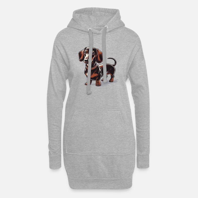 Dackel - Hoodie-Kleid - Grau meliert