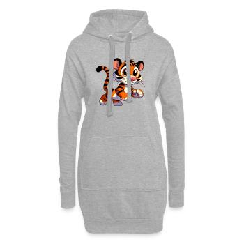 Tigre - Sweat-shirt à capuche long Femme - gris chiné - Devant