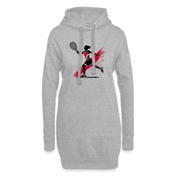 Tennis Tennisspielerin Silhouette, rot-schwarz - Hoodie-Kleid - Grau meliert - Vorne